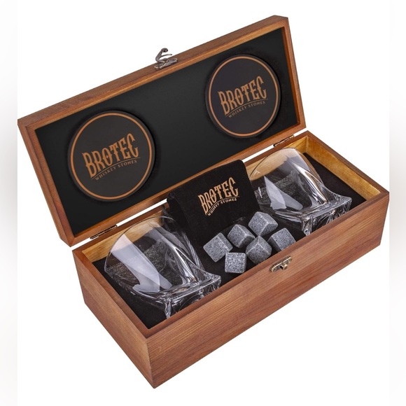 Brotec Other - Brotec Whiskey Stones & Glasses Set in Wooden Box